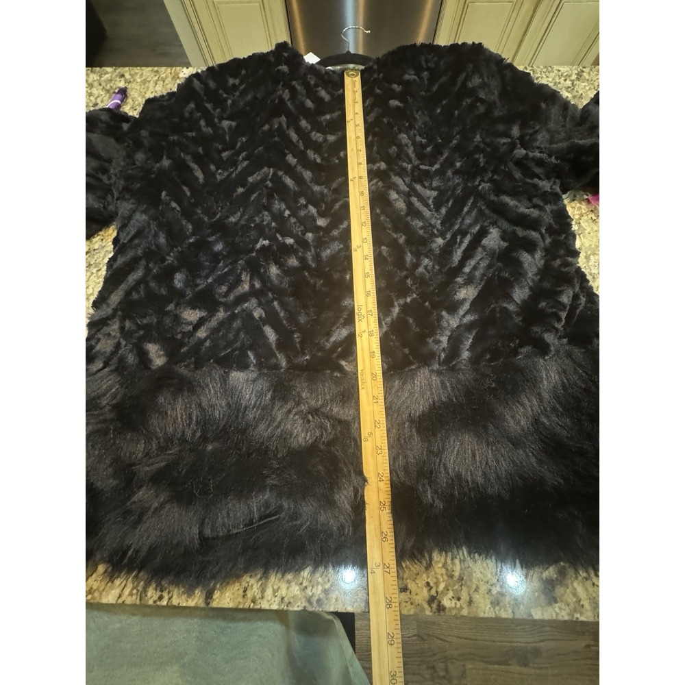 Nina Leonard Long Sleeve Faux Fur Chevron Bolero Jacket Black Swing Size 3X - Picture 10 of 12